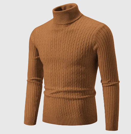 Leandro Men's Merino Wool Turtleneck Sweater | Warm Relaxed Fit Roll Neck for Men | Stylish Comfortable Knitwear