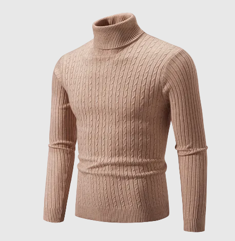 Leandro Men's Merino Wool Turtleneck Sweater | Warm Relaxed Fit Roll Neck for Men | Stylish Comfortable Knitwear