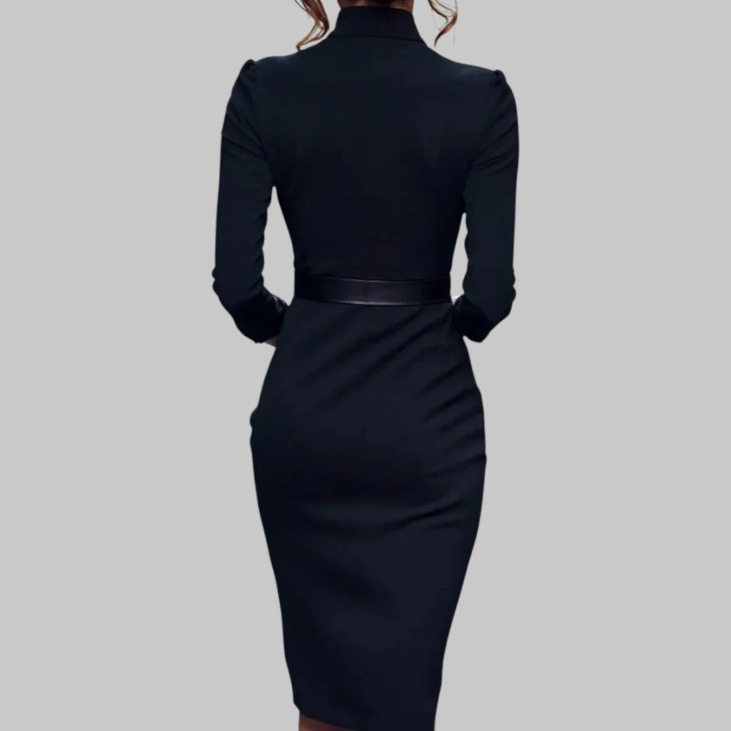 Margaux Women's Cotton Knit Bodycon Midi Turtleneck Dress | Fitted Sweater Dress for Women