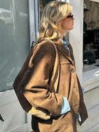 Hannah Women's Brown Suede Jacket | Classic Winter Suede Jacket for Women | Timeless Smart Casual Outerwear