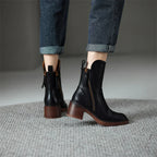Ludovica Women's Faux Leather Block Heel Ankle Boots | Zip-Up Heeled Ankle Boots for Women | Elegant Everyday Smart Casual Footwear