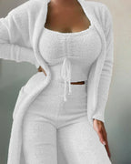 Women's Fluffy Teddy Fleece Co-ord Set | Three-Piece Loungewear Set | Cosy Home & Gifting