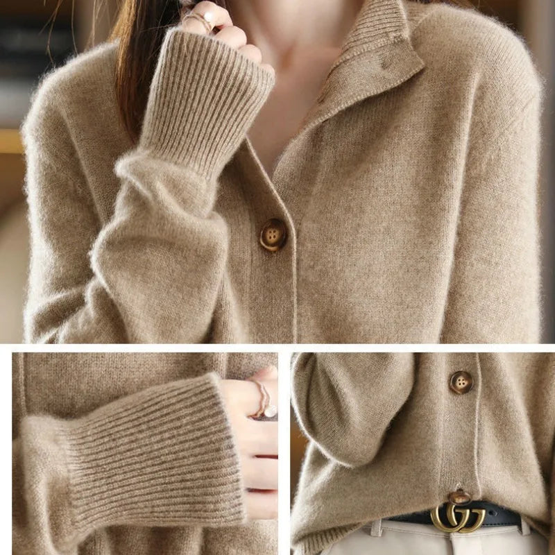 Pierina Women's Cashmere Blend Open Front Cardigan | Elegant Waterfall Drape Cardigan for Women | Luxury Smart Casual Knitwear