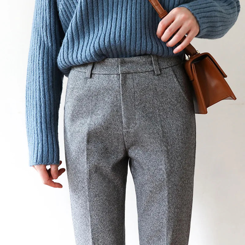 Colette Men's Herringbone Wool Trousers | Classic Regular Fit Casual Cord Pants for Men