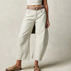 Maybell Women's Barrel Leg Trousers | Slouchy Wide Leg Cotton Casual Pant | Everyday Streetwear