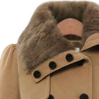 Women’s Fit-and-Flare Coat with Faux Fur Collar and Waist Belt