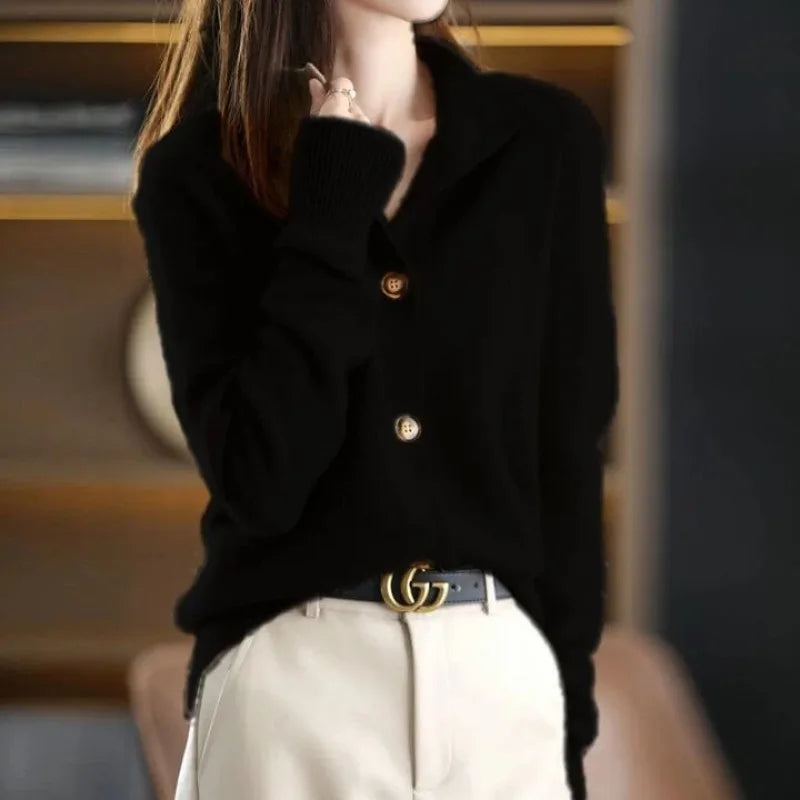 Pierina Women's Cashmere Blend Open Front Cardigan | Elegant Waterfall Drape Cardigan for Women | Luxury Smart Casual Knitwear
