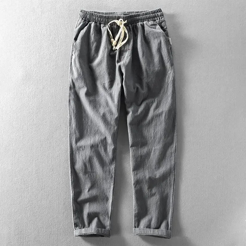 Toby | Men's Baggy Linen Blend Summer Trousers | Wide Leg Relaxed Fit Casual Pants for Men