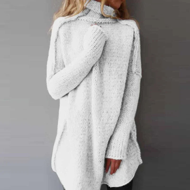 Greta Women's Cotton Knit Turtleneck Sweater | Soft Everyday Roll Neck Jumper for Women | Classic Regular Fit Smart Casual Knitwear