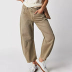Maybell Women's Barrel Leg Trousers | Slouchy Wide Leg Cotton Casual Pant | Everyday Streetwear