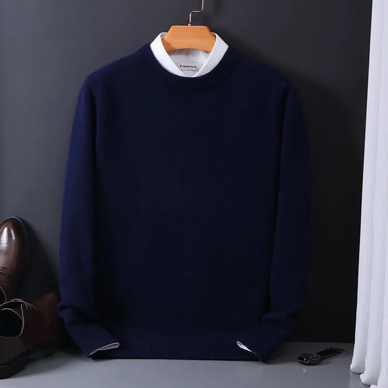 Raffael Men's Premium Cashmere Blend Crew Neck Sweater | Timeless Soft Luxury Knit Jumper for Men