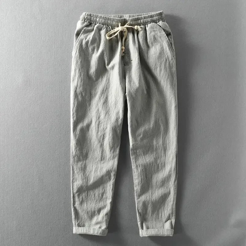 Toby | Men's Baggy Linen Blend Summer Trousers | Wide Leg Relaxed Fit Casual Pants for Men