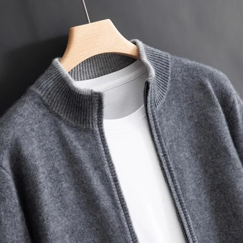 Silvano Men's Cashmere Blend Zip Gilet Vest | Warm Elegant Sleeveless Cashmere Jumper for Men | Luxury Smart Casual Layering Knitwear