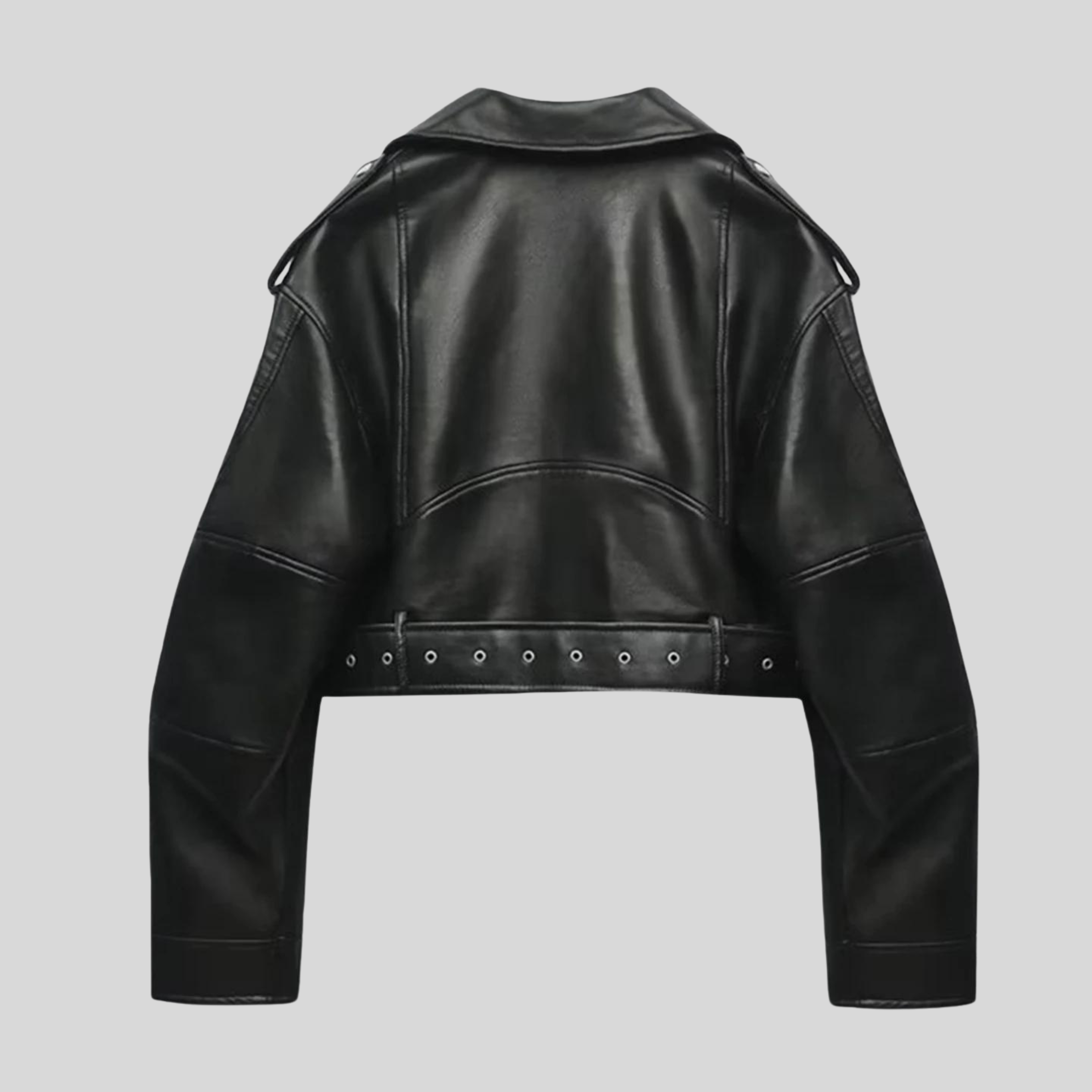 Women’s Cropped Faux Leather Moto Jacket