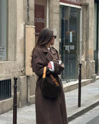 Grace Women's Wool Trench Coat with Belt | Double-Breasted Longline Winter Coat for Women