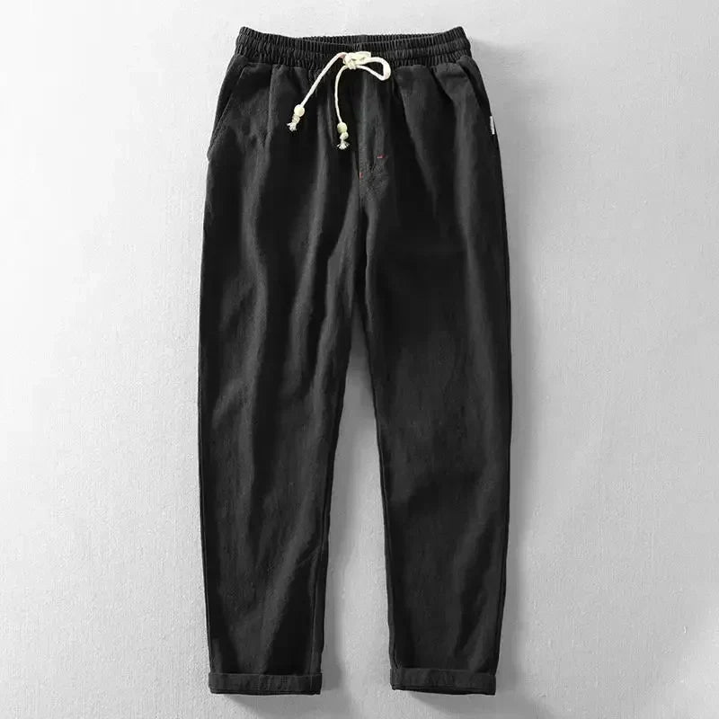 Toby | Men's Baggy Linen Blend Summer Trousers | Wide Leg Relaxed Fit Casual Pants for Men