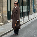 Grace Women's Wool Trench Coat with Belt | Double-Breasted Longline Winter Coat for Women