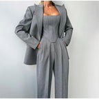 Iwona Women's Timeless 3-Piece Wool Blend Suit | Blazer, Waistcoat & Trousers Set for Women