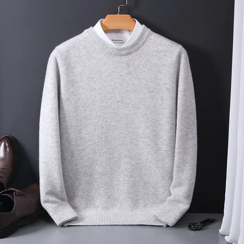 Raffael Men's Premium Cashmere Blend Crew Neck Sweater | Timeless Soft Luxury Knit Jumper for Men