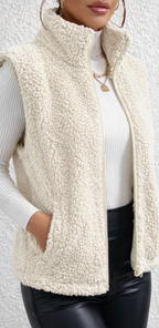 Kavé Women's Teddy Fleece Gilet | Sherpa Zip Sleeveless Vest | Layering Casual & Everyday Wear