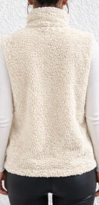 Kavé Women's Teddy Fleece Gilet | Sherpa Zip Sleeveless Vest | Layering Casual & Everyday Wear