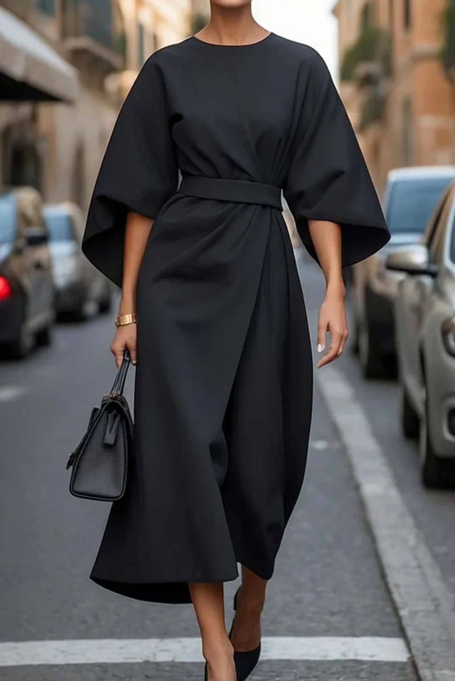 Louise Elegant Dress Woman – Feminine Design with Lantern Sleeves & Adjustable Fitted Cut