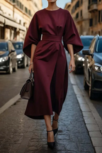 Louise Elegant Dress Woman – Feminine Design with Lantern Sleeves & Adjustable Fitted Cut