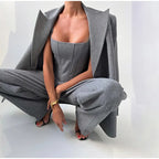 Iwona Women's Timeless 3-Piece Wool Blend Suit | Blazer, Waistcoat & Trousers Set for Women