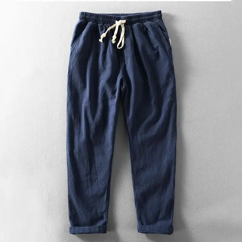 Toby | Men's Baggy Linen Blend Summer Trousers | Wide Leg Relaxed Fit Casual Pants for Men
