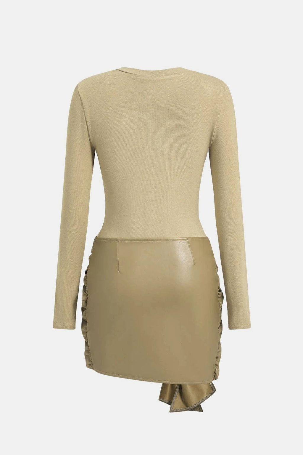 Shaira Women's Mixed Fabric Mini Dress | Leather-Look Bow Going Out Dress | Party & Occasion Wear