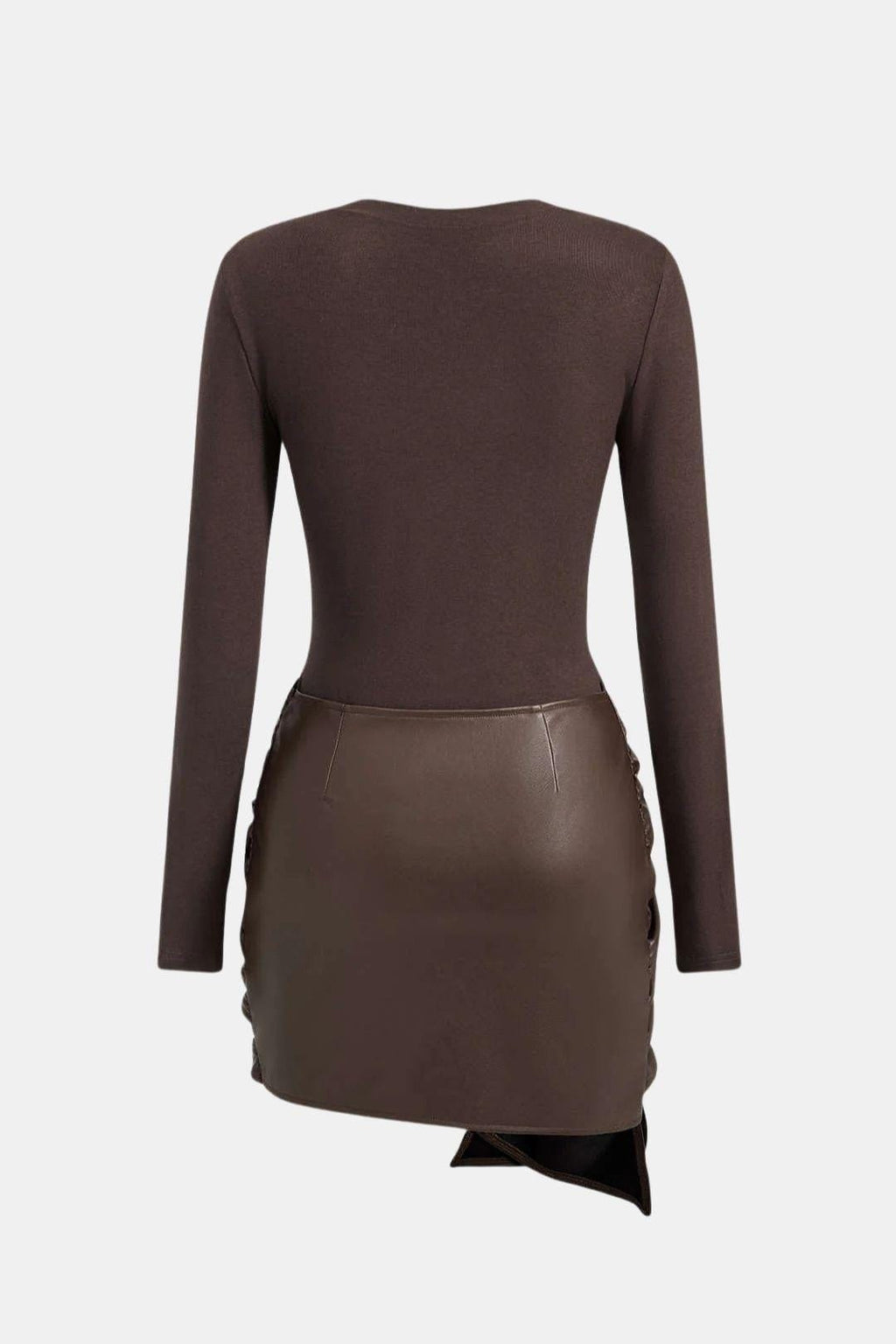 Shaira Women's Mixed Fabric Mini Dress | Leather-Look Bow Going Out Dress | Party & Occasion Wear
