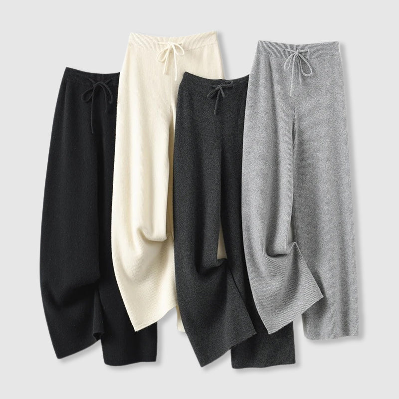 Luxury Wide-Leg Cashmere Knit Pants – Soft, Elegant & Effortlessly Chic