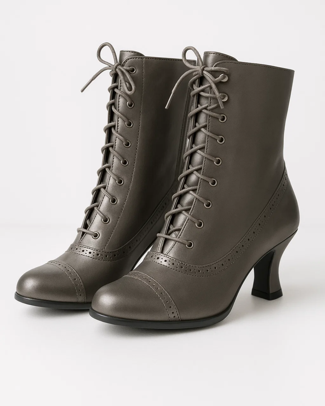 Stacy Women's Retro Lace-Up Ankle Boots | Faux Leather Block Heel Boots for Women | Vintage Inspired Everyday & Smart Casual Footwear