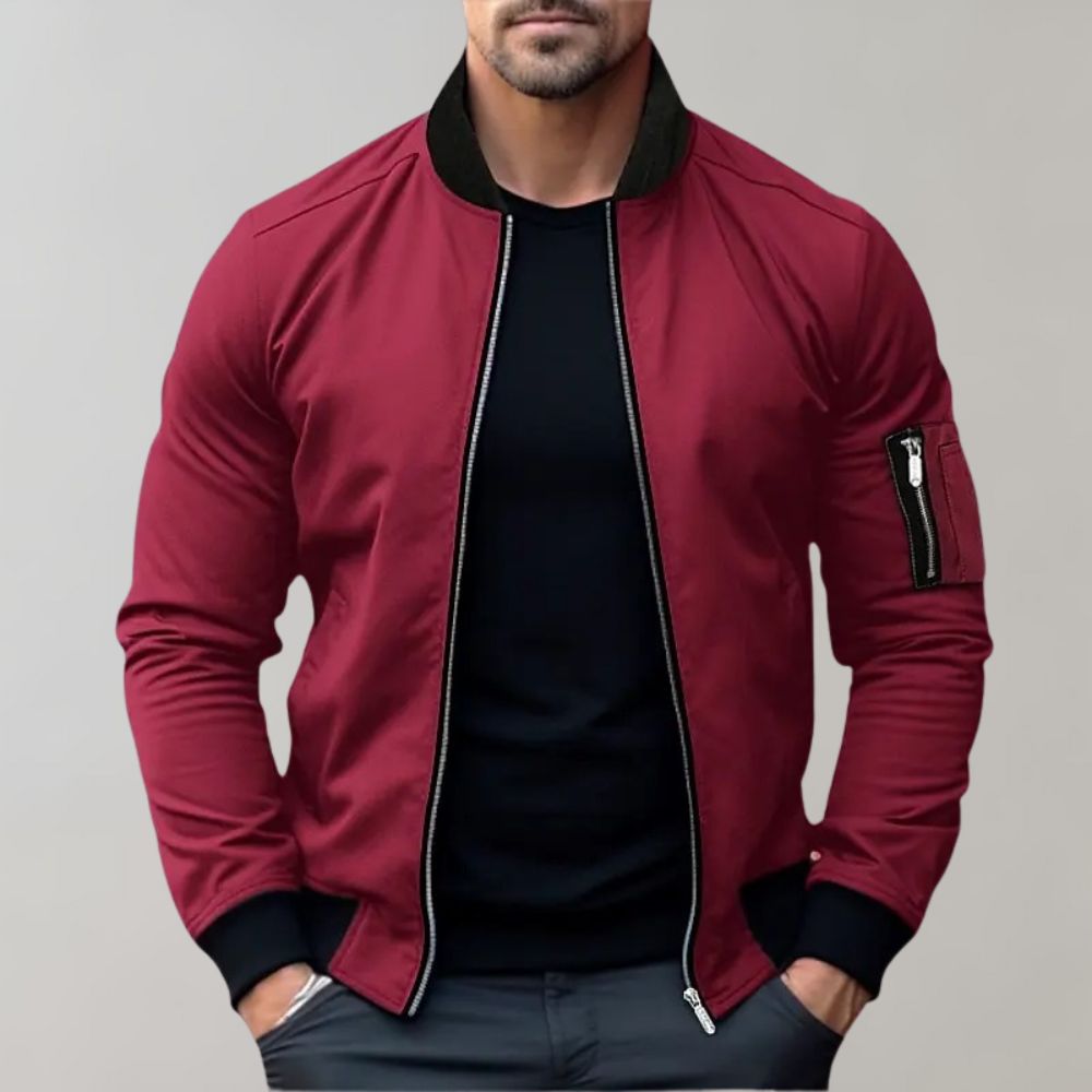 Stanley Men's Slim Fit Zip-Up Bomber Jacket | Classic Flight Jacket for Men with Pockets | Smart Casual Streetwear Outerwear