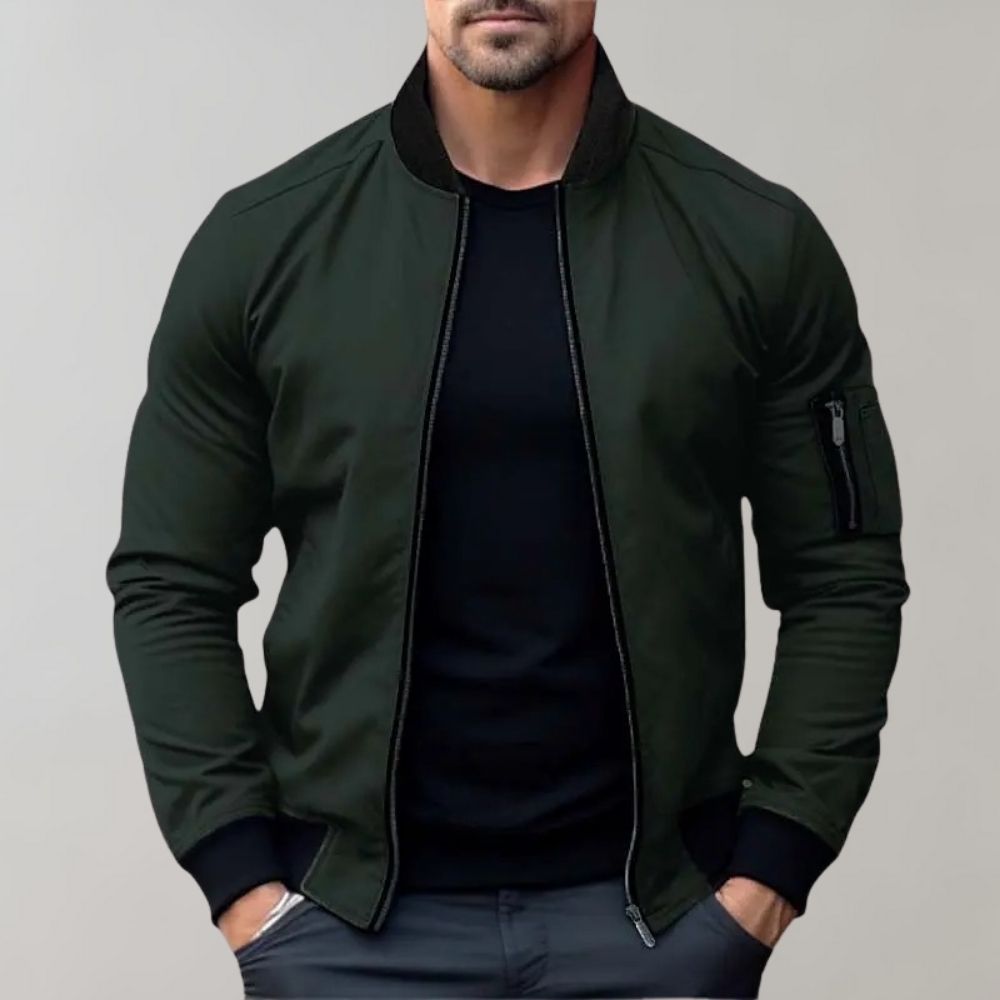 Stanley Men's Slim Fit Zip-Up Bomber Jacket | Classic Flight Jacket for Men with Pockets | Smart Casual Streetwear Outerwear