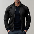 Stanley Men's Slim Fit Zip-Up Bomber Jacket | Classic Flight Jacket for Men with Pockets | Smart Casual Streetwear Outerwear