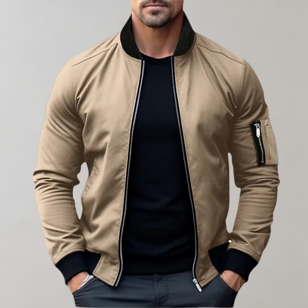 Stanley Men's Slim Fit Zip-Up Bomber Jacket | Classic Flight Jacket for Men with Pockets | Smart Casual Streetwear Outerwear