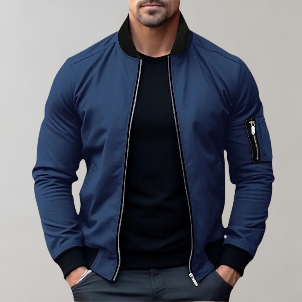 Stanley Men's Slim Fit Zip-Up Bomber Jacket | Classic Flight Jacket for Men with Pockets | Smart Casual Streetwear Outerwear