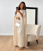Tayma Women's Draped Cape Sleeve Abaya Maxi Dress | Modest Occasion Dress | Evening & Smart Casual