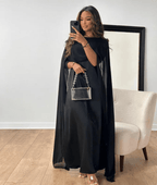 Tayma Women's Draped Cape Sleeve Abaya Maxi Dress | Modest Occasion Dress | Evening & Smart Casual