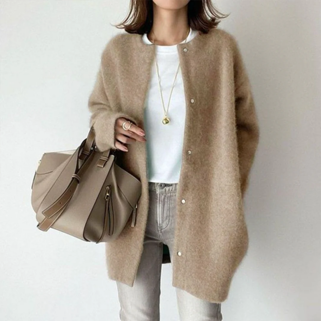 Evangeline Women's Oversized Cashmere Blend Cardigan | Soft Knit Chunky Oversized Cardigan for Women | Luxury Everyday Knitwear