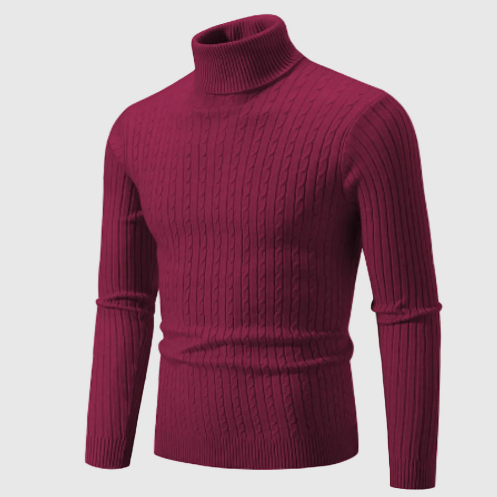 Leandro Men's Merino Wool Turtleneck Sweater | Warm Relaxed Fit Roll Neck for Men | Stylish Comfortable Knitwear