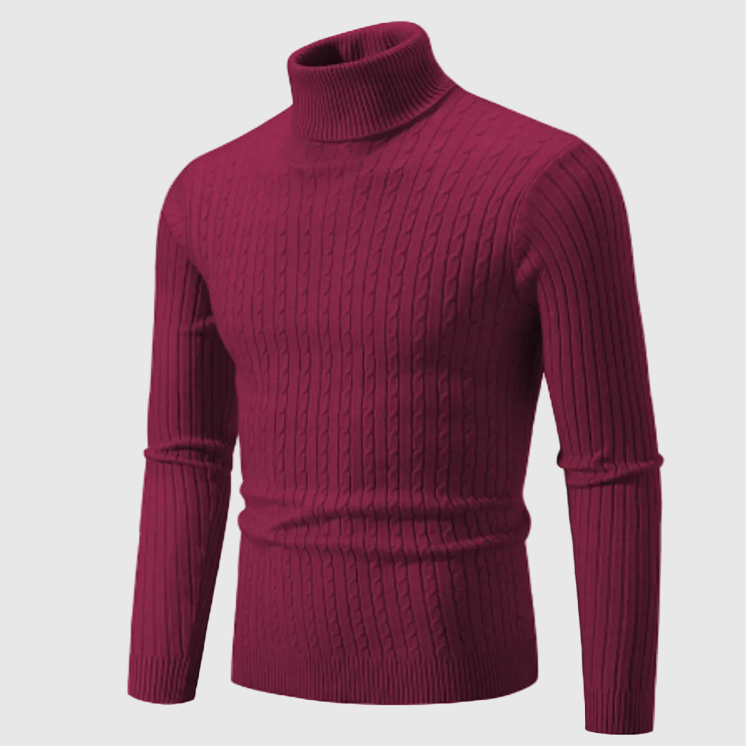 Leandro Men's Merino Wool Turtleneck Sweater | Warm Relaxed Fit Roll Neck for Men | Stylish Comfortable Knitwear