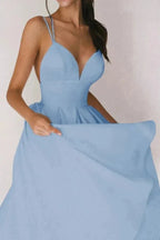 Alazne Women's Chiffon Elegant Midi Dress | Spaghetti Strap Deep V A-Line | Evening & Occasion