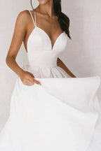 Alazne Women's Chiffon Elegant Midi Dress | Spaghetti Strap Deep V A-Line | Evening & Occasion