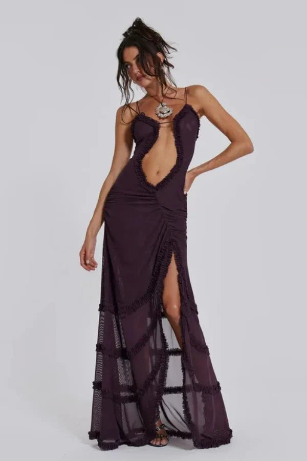 Alondra Women's Satin Bodycon Maxi Dress | Going Out Occasion Dress | Wedding Guest & Evening