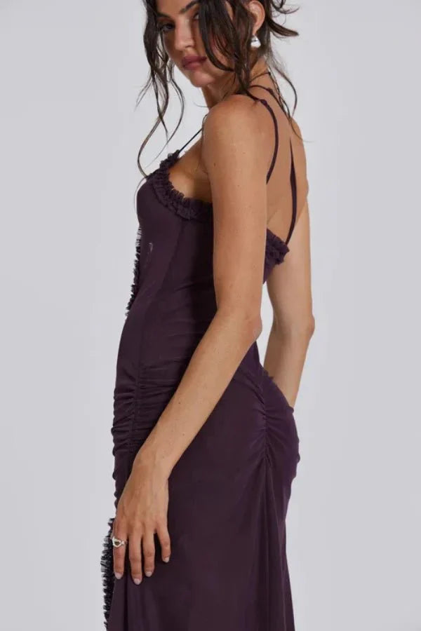 Alondra Women's Satin Bodycon Maxi Dress | Going Out Occasion Dress | Wedding Guest & Evening
