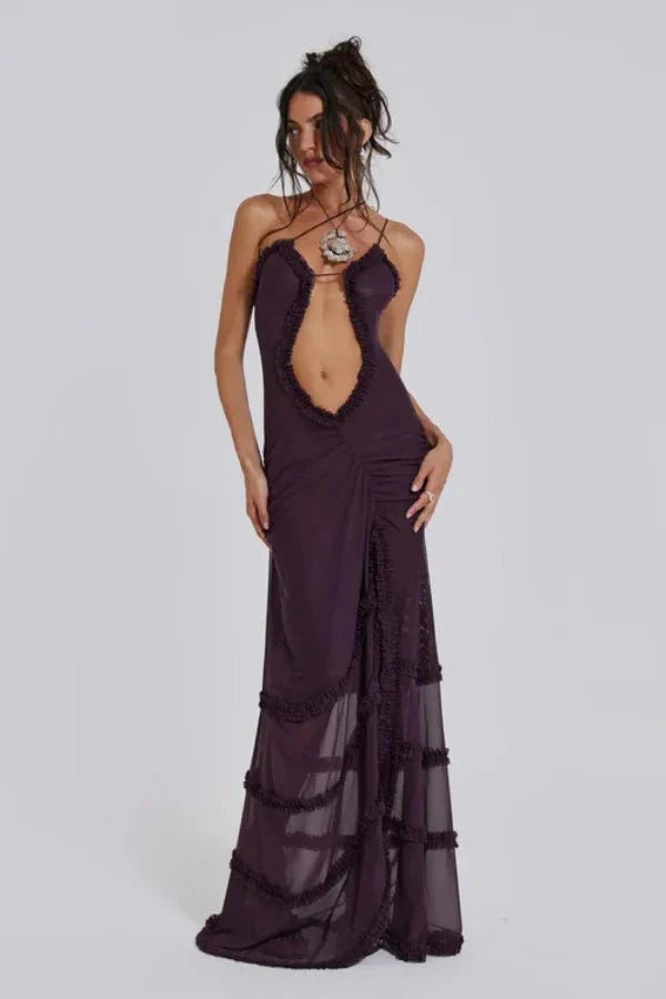 Alondra Women's Satin Bodycon Maxi Dress | Going Out Occasion Dress | Wedding Guest & Evening