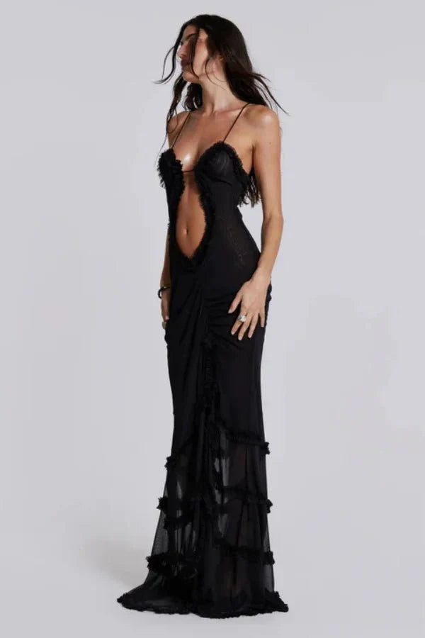 Alondra Women's Satin Bodycon Maxi Dress | Going Out Occasion Dress | Wedding Guest & Evening