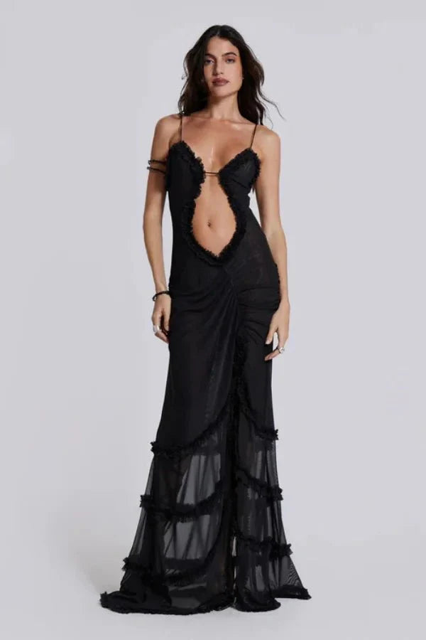 Alondra Women's Satin Bodycon Maxi Dress | Going Out Occasion Dress | Wedding Guest & Evening